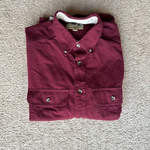 Cabelas Shirt Mens Medium Button Down Deerskin Soft Chamois Flannel Red Pockets - Picture 11 of 11